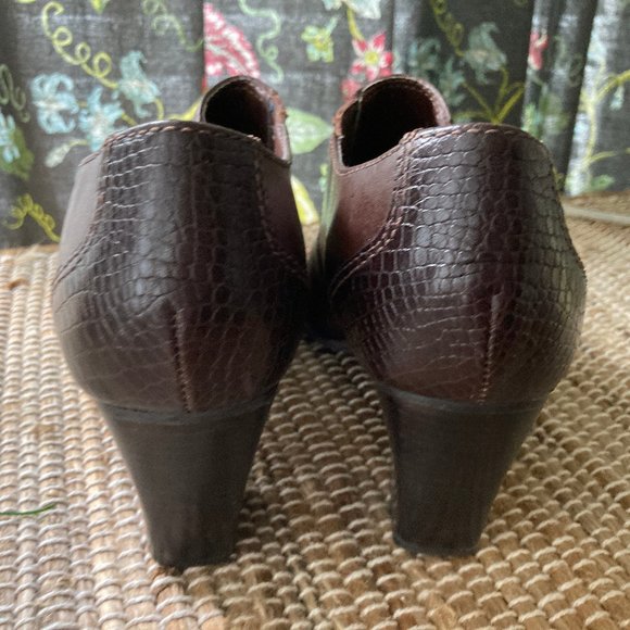 Artivo Leather Croc Brown Slip on Boot Shoe Western Cowboy Style  9.5M - Picture 9 of 11